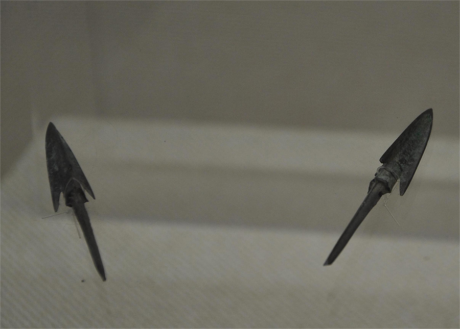 青銅箭簇（戰國時期），李家壩遺址出土，現藏于雲陽縣博物館。